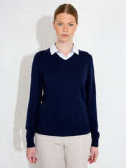 Lds Liffin V-neck pullover - navy
