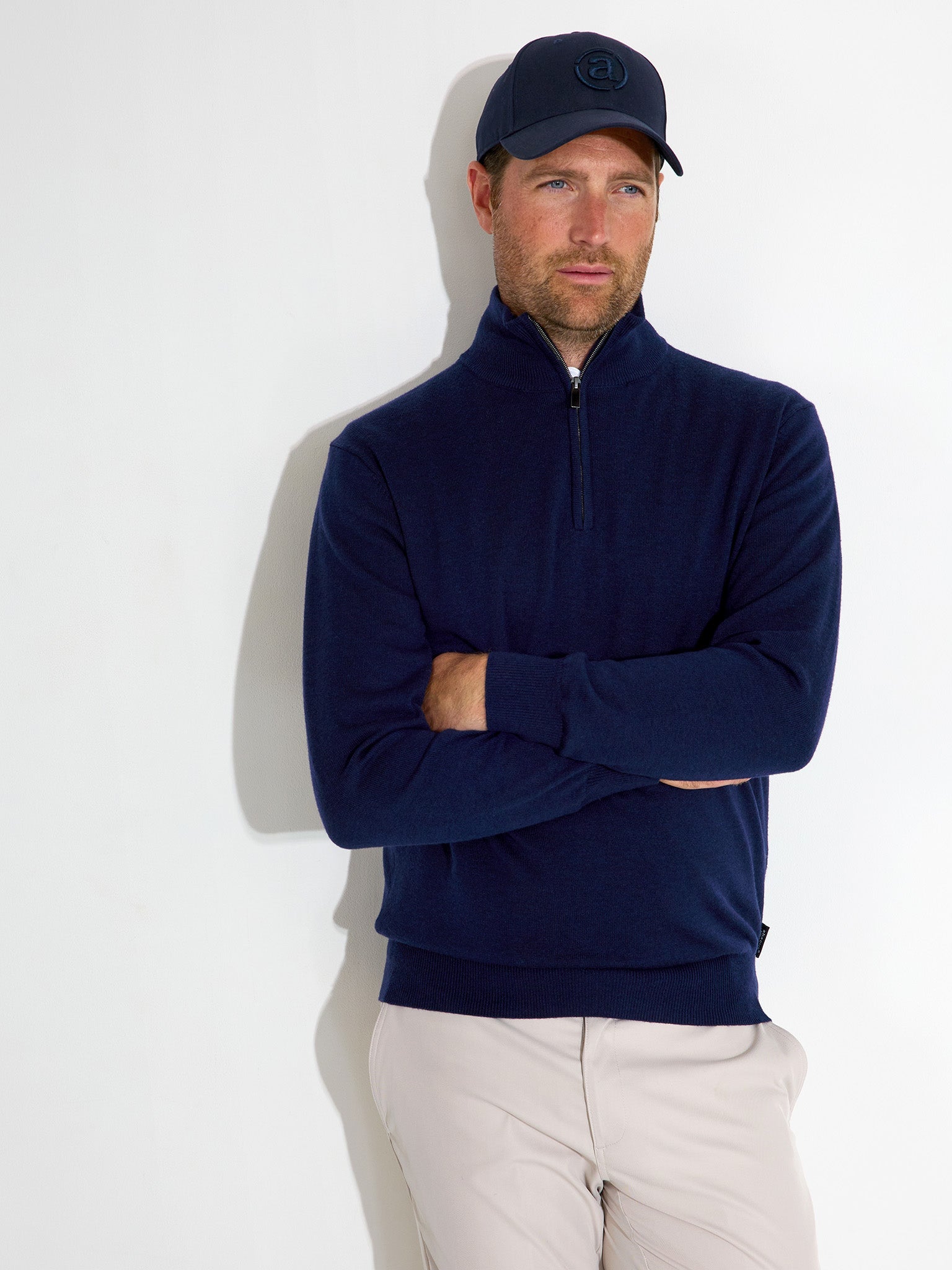 Mens Liffin knitted windstopper - navy – Abacus Sportswear