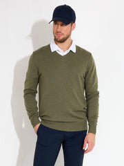Mens Liffin V-neck pullover - forest