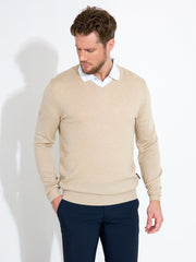 Mens Liffin V-neck pullover - sandshell