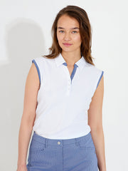 Lds Bovey drycool sleeveless - white/blue