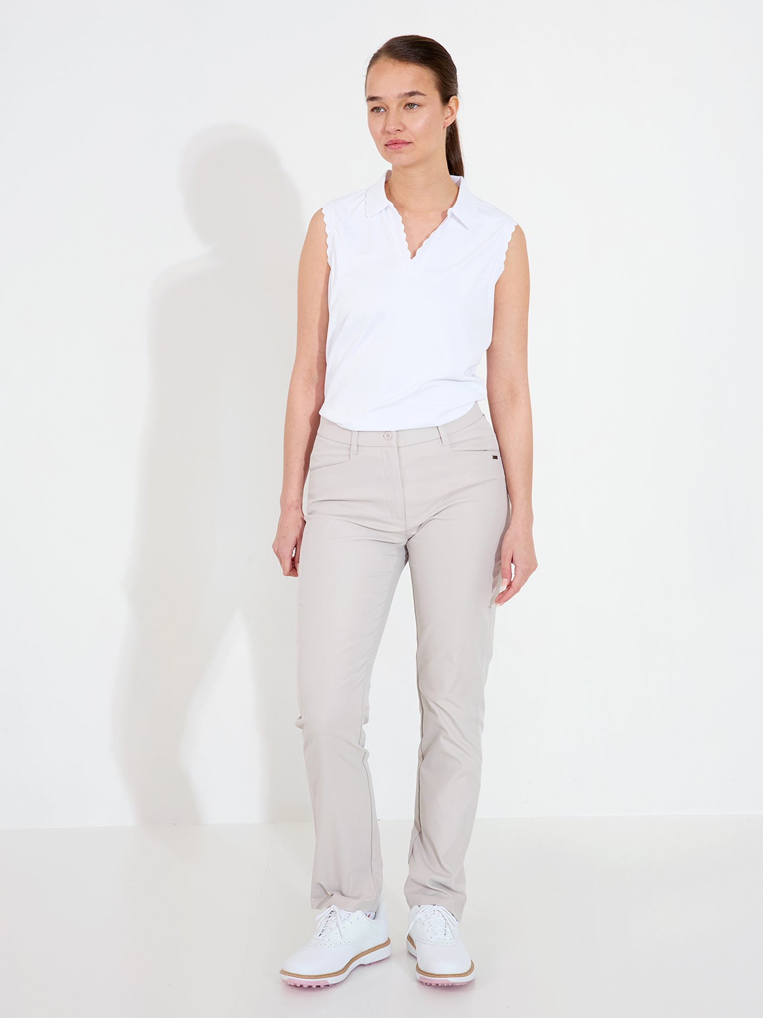 Lds Victoria drycool sleeveless - white – Abacus Sportswear