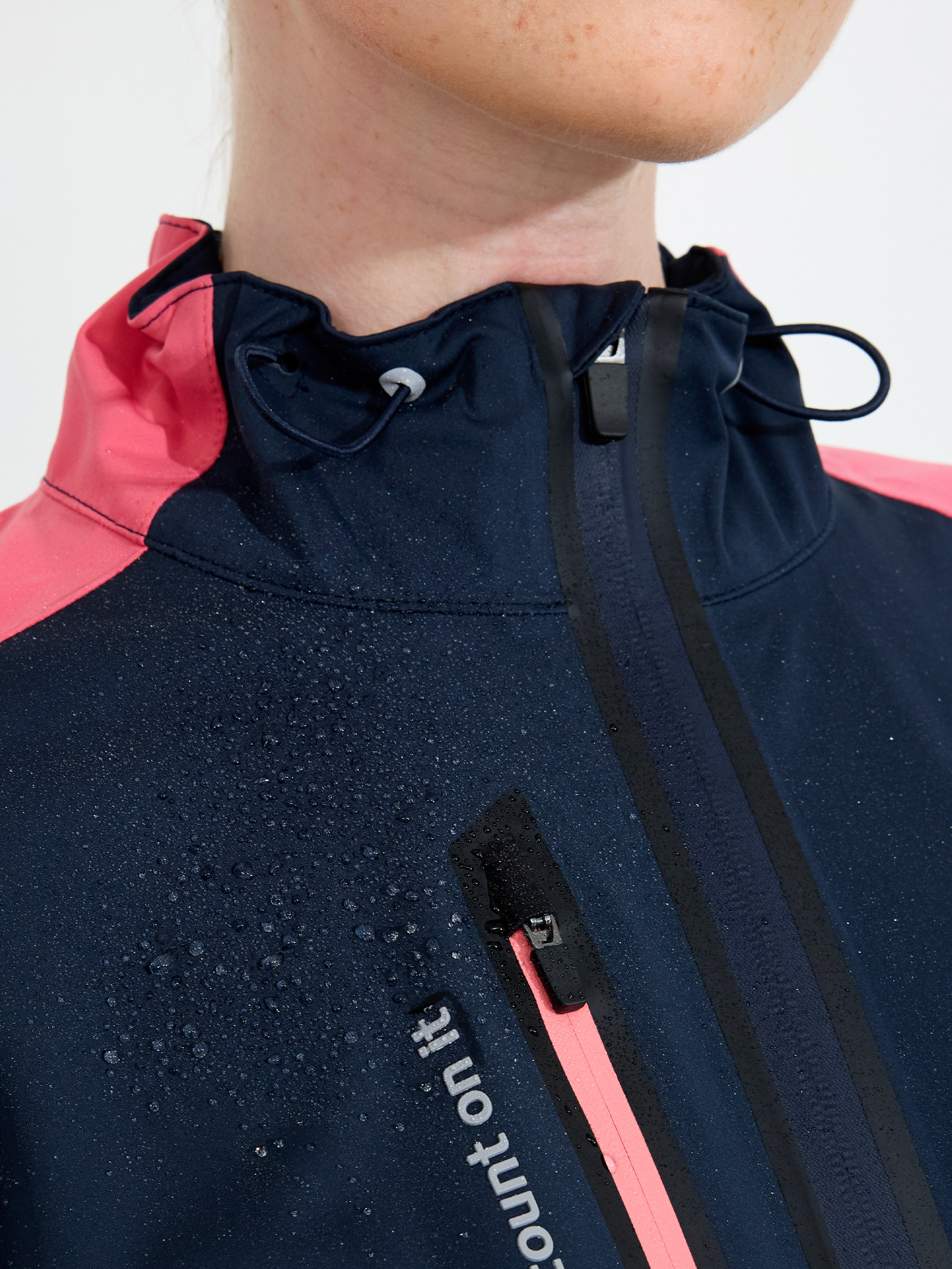 Lds Bounce rainjacket - navy/lipstick