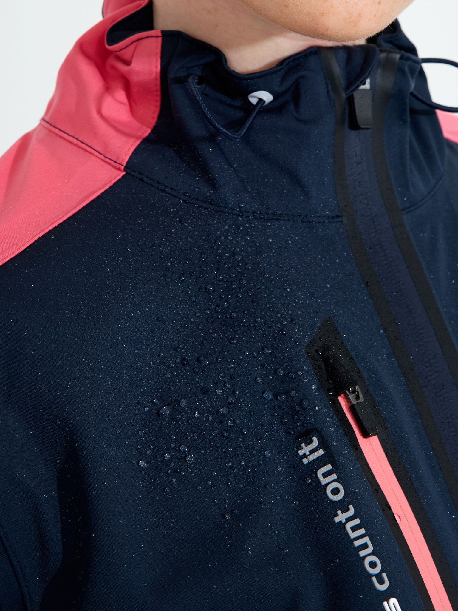 Lds Bounce rainjacket - navy/lipstick