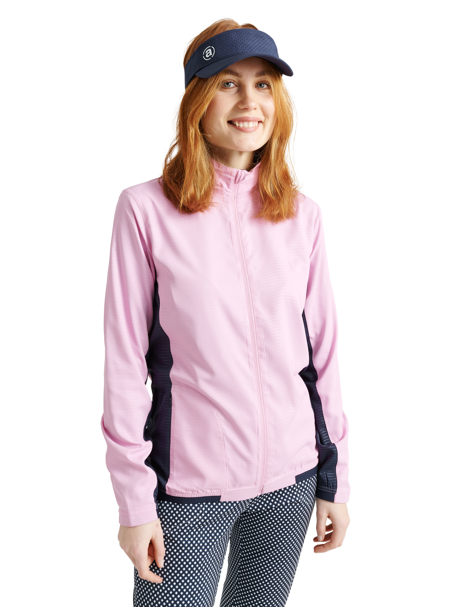 Lds Lanark stretch wind jacket - navy/peony