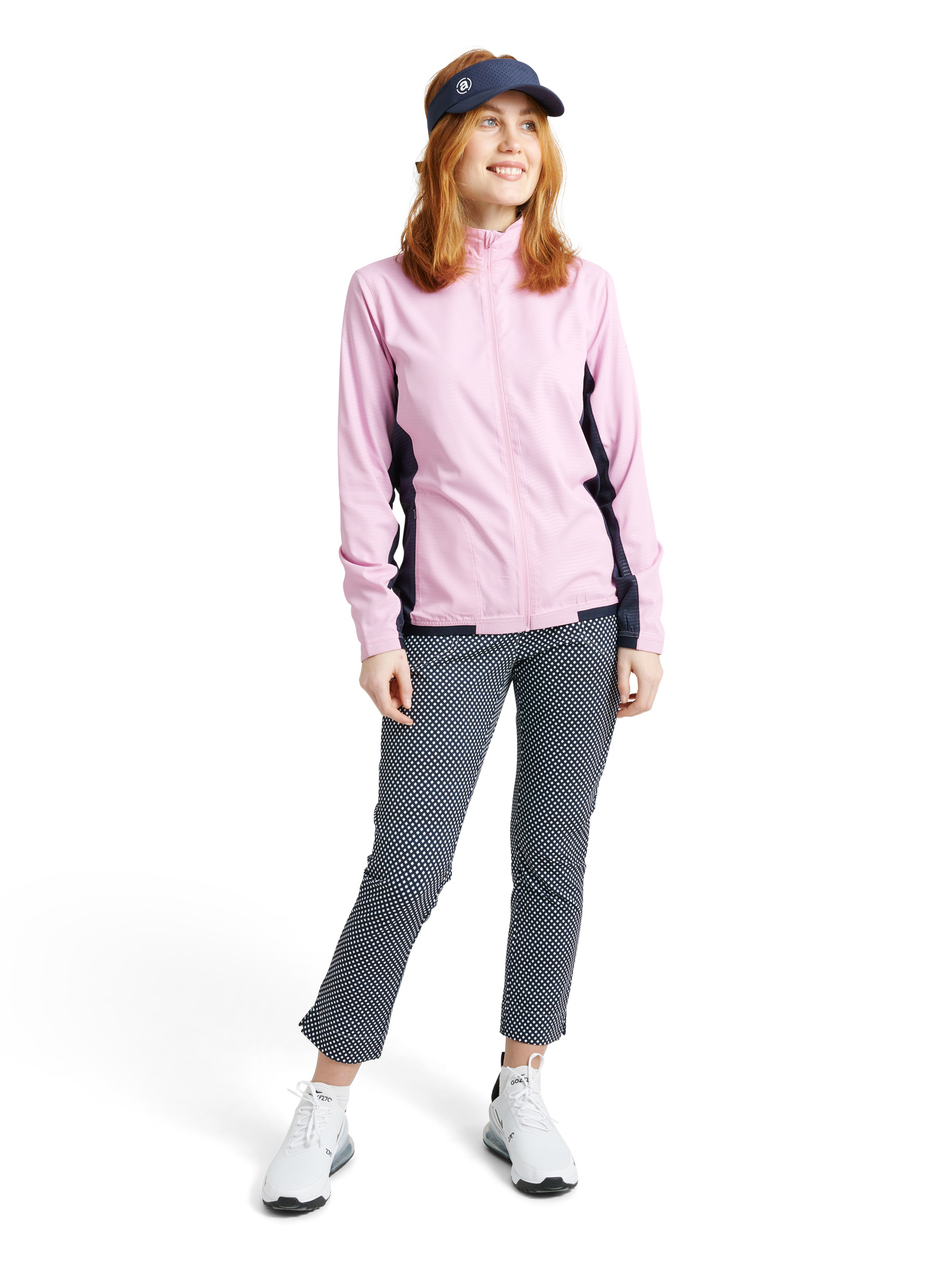 Lds Lanark stretch wind jacket - navy/peony
