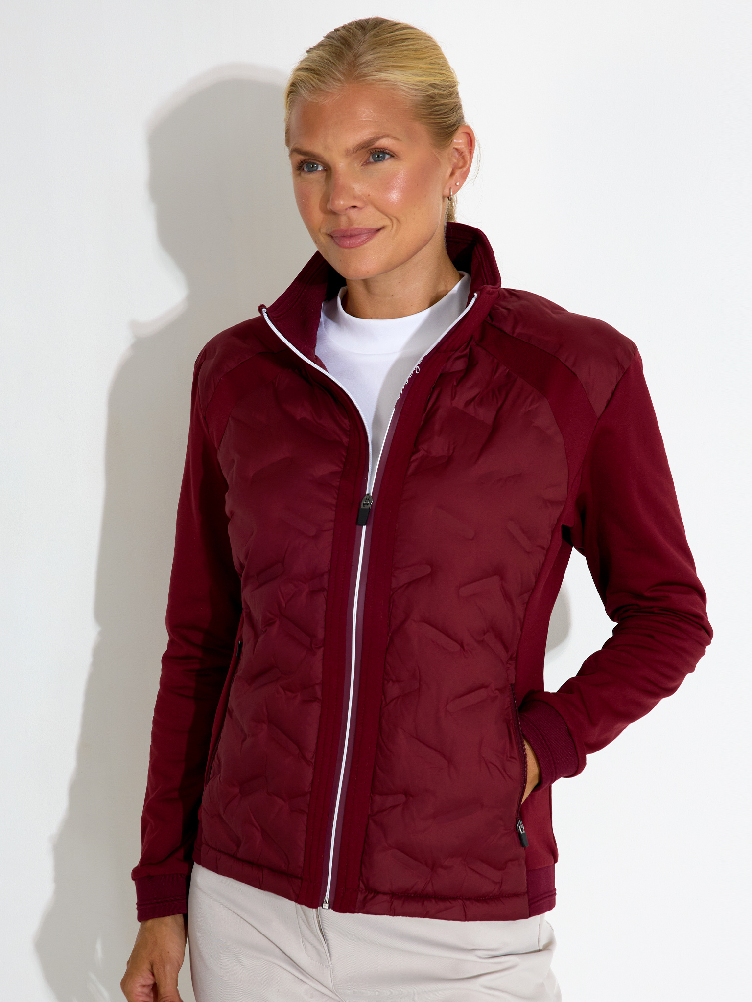 Lds Portrush hybrid jacket - cranberry