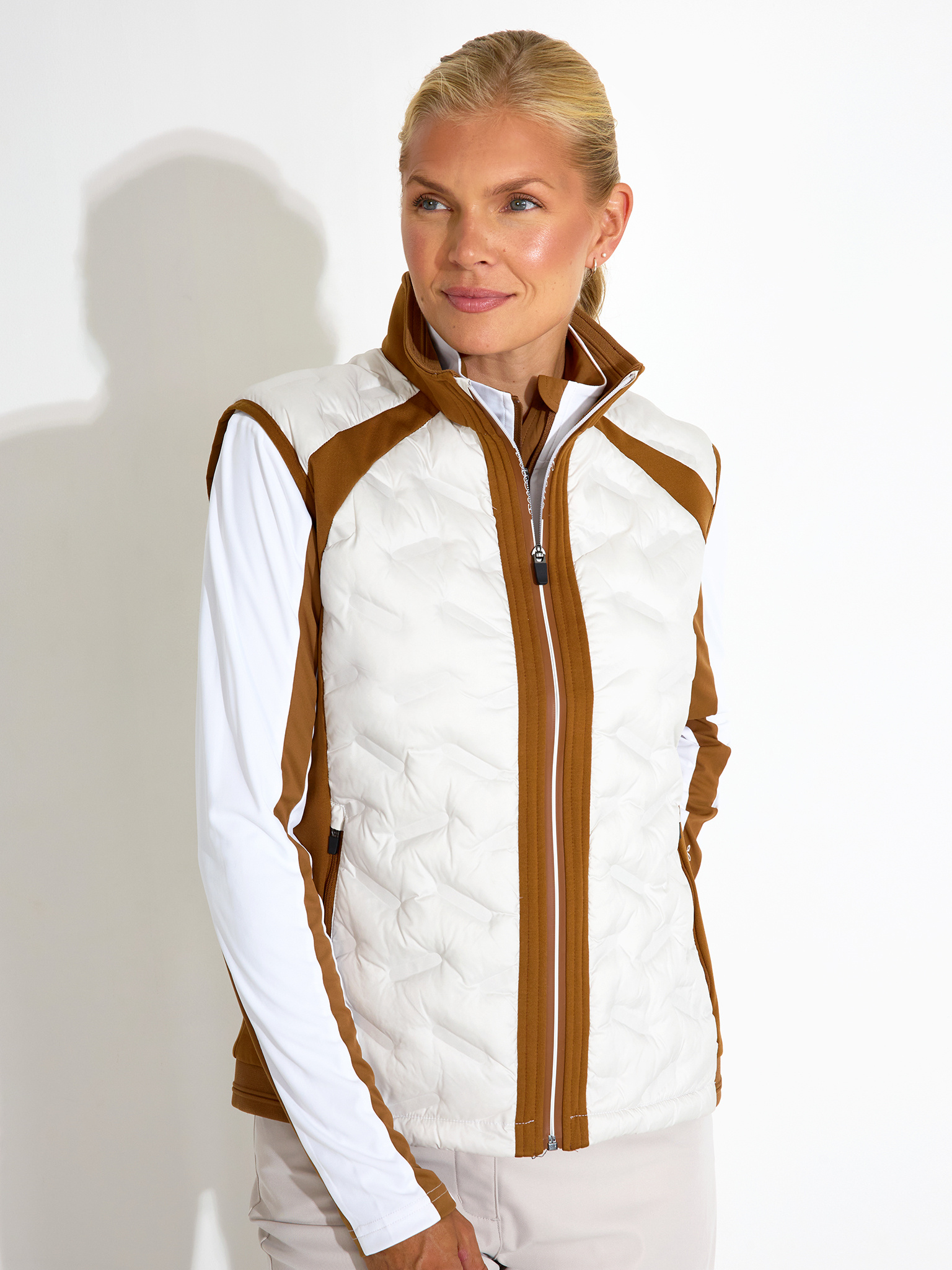 Lds Portrush hybrid vest - cognac