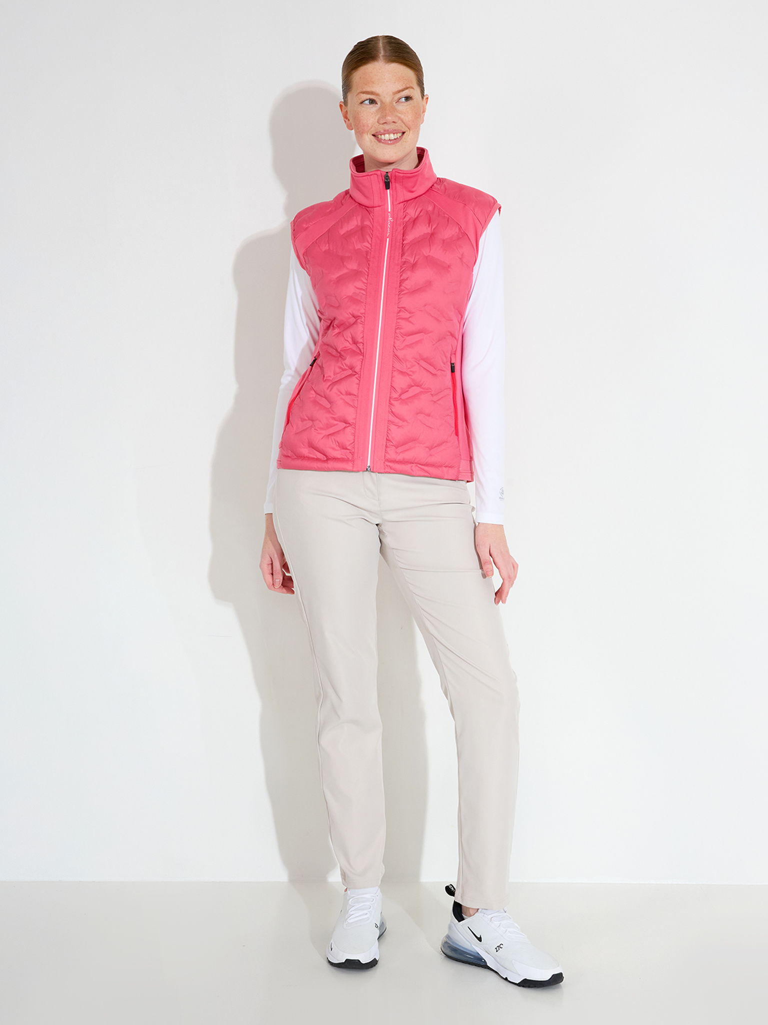 Lds Portrush hybrid vest - lipstick