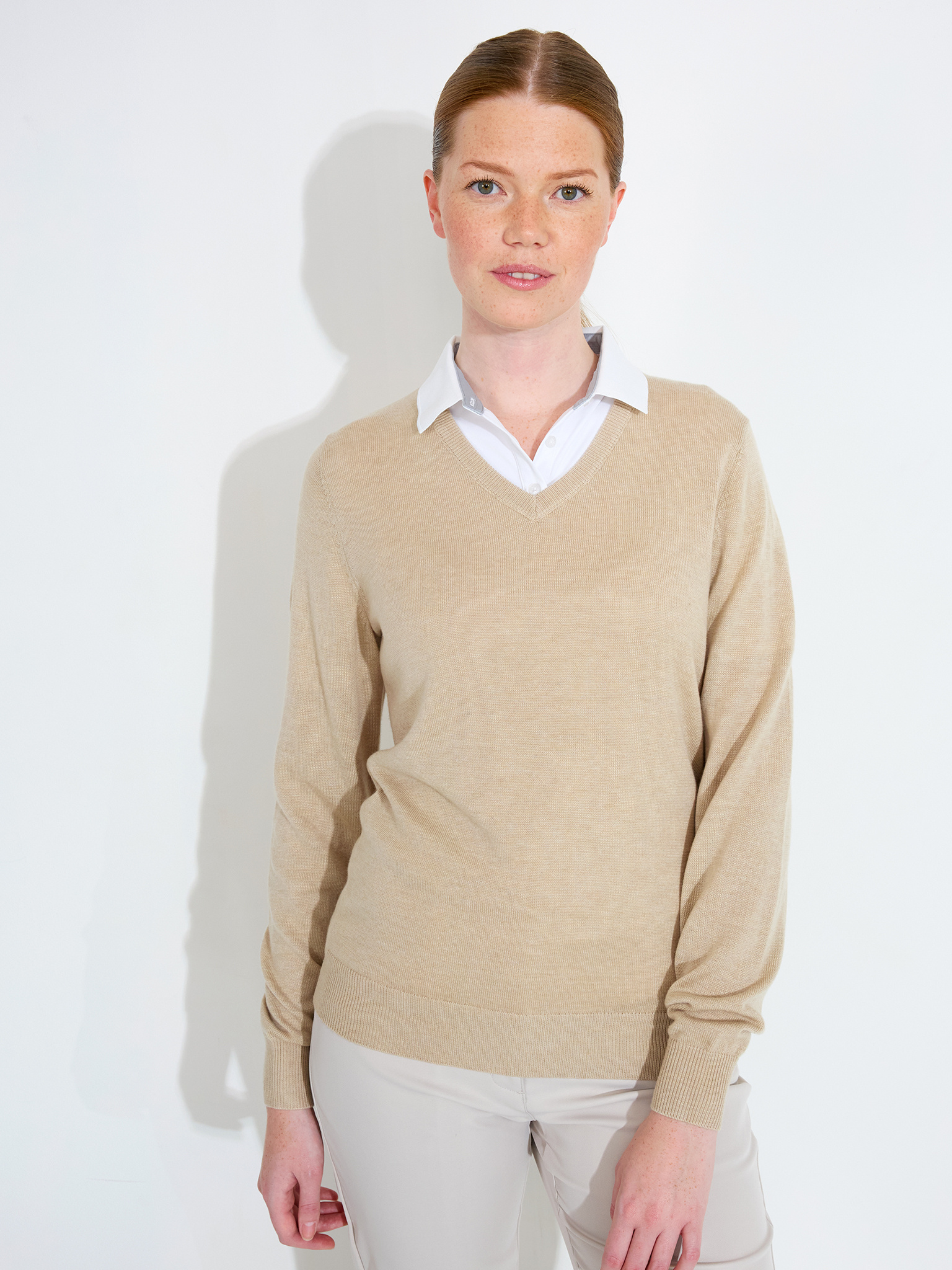 Lds Liffin V-neck pullover - sandshell