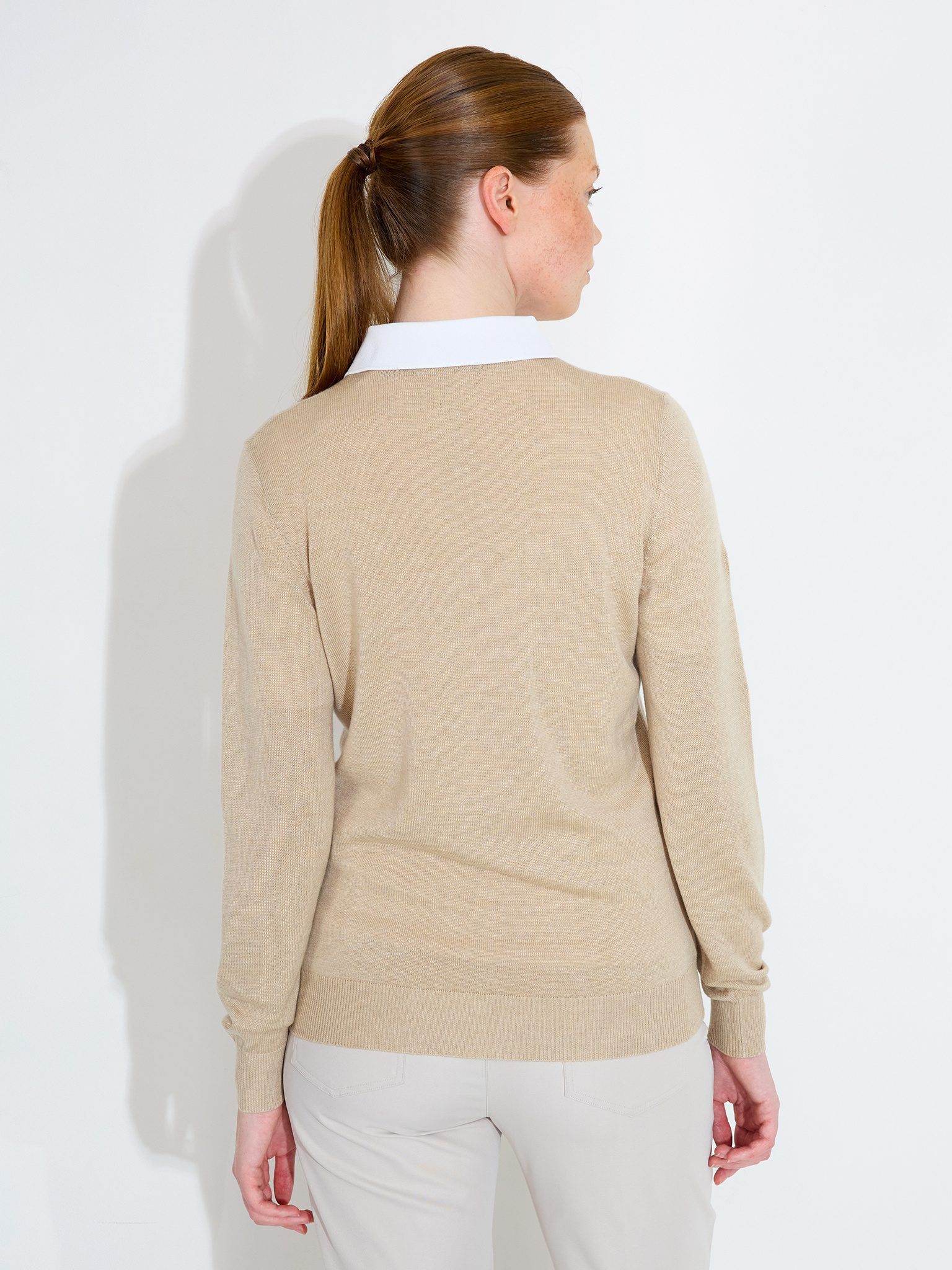 Lds Liffin V-neck pullover - sandshell