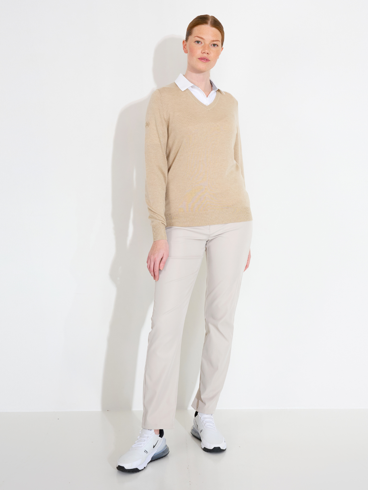 Lds Liffin V-neck pullover - sandshell