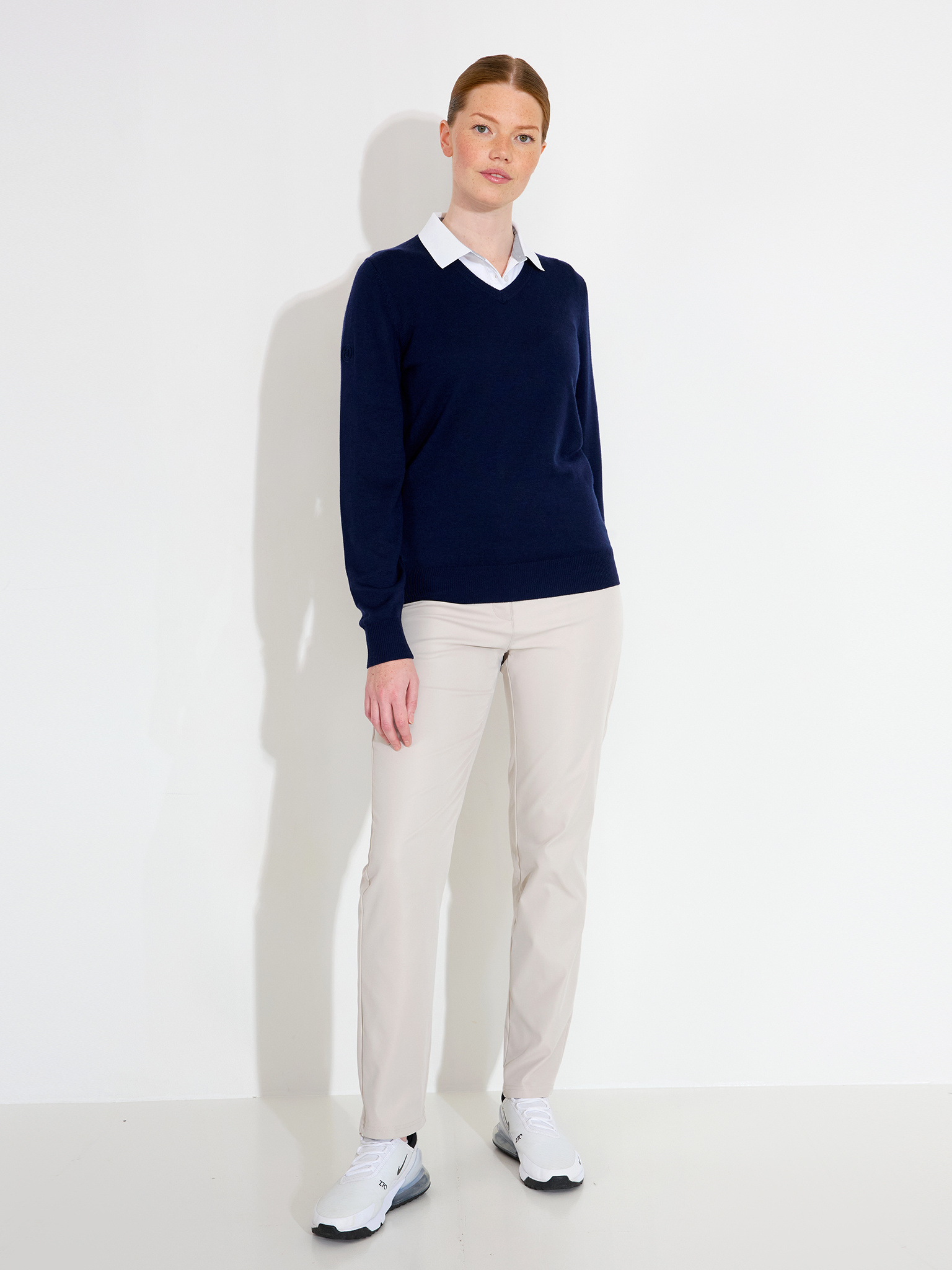 Lds Liffin V-neck pullover - navy