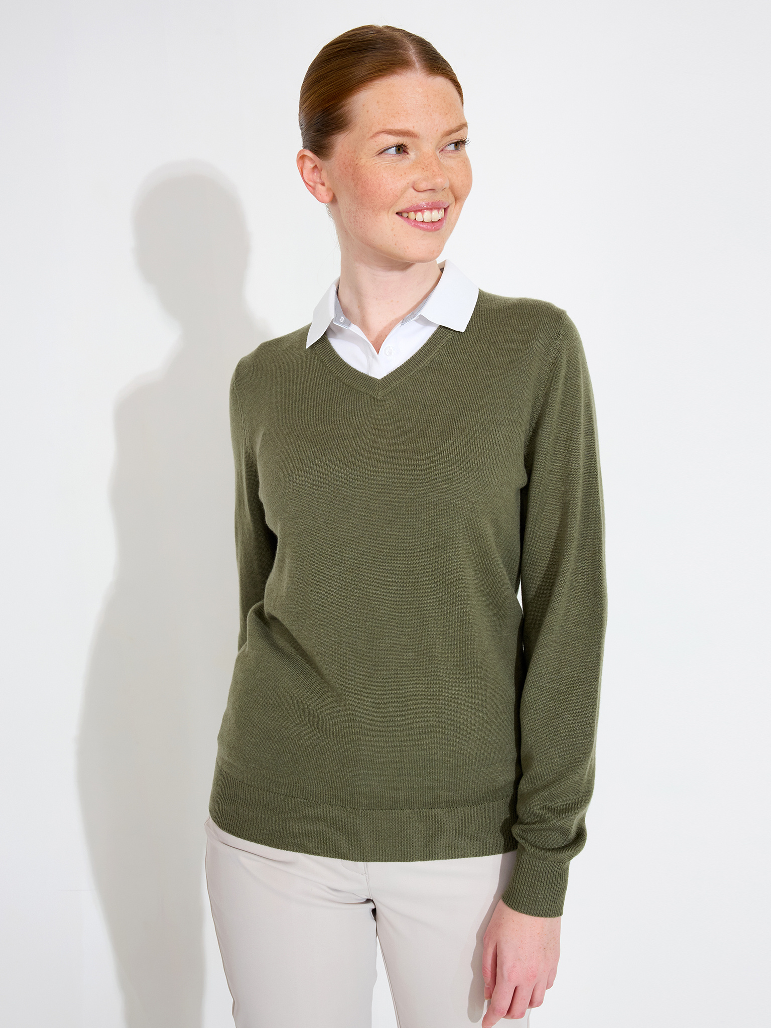 Lds Liffin V-neck pullover - forest