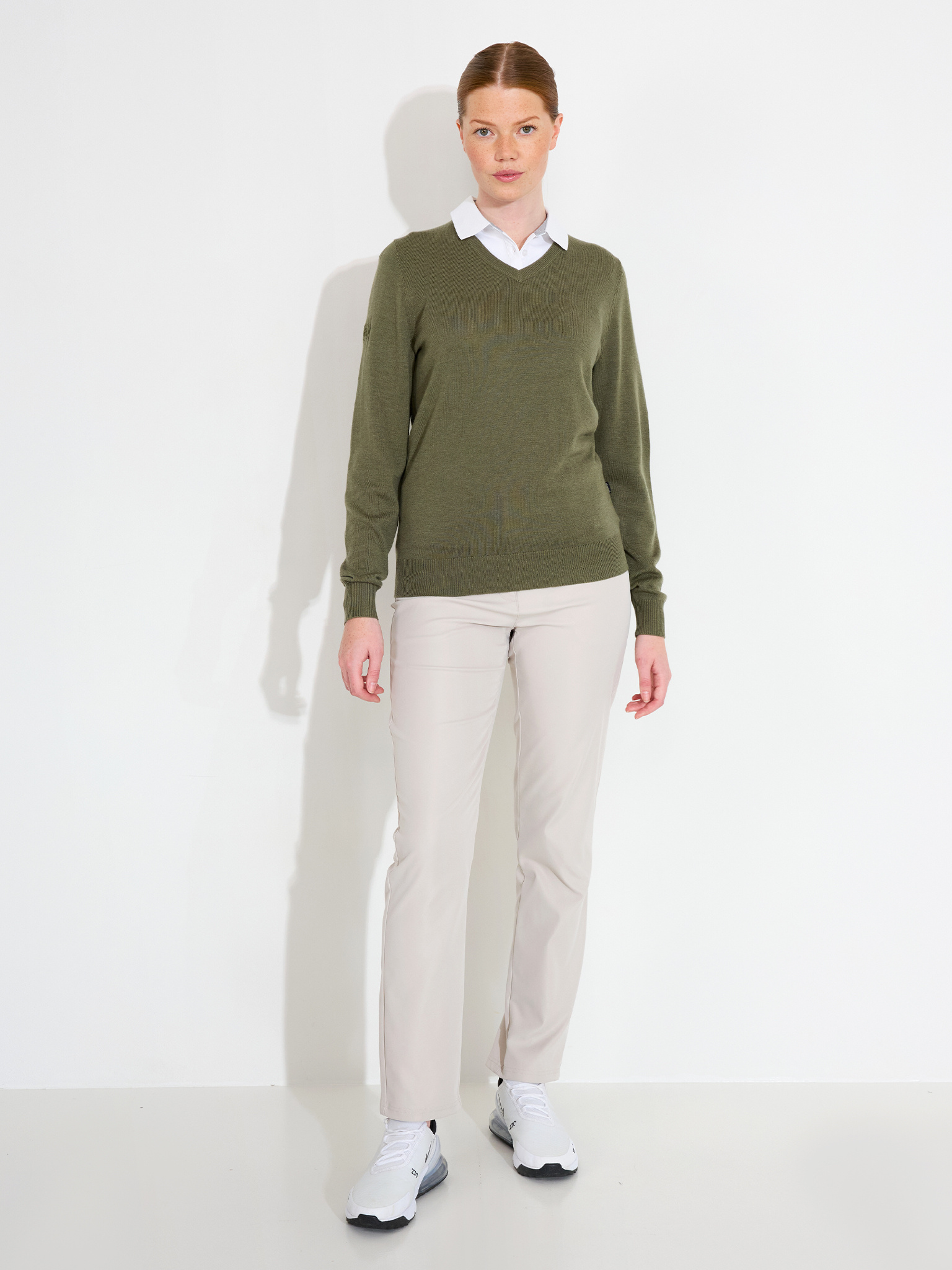 Lds Liffin V-neck pullover - forest