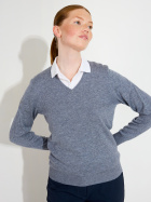 Lds Liffin V-neck pullover - greymelange Lds Liffin V-neck pullover - greymelange