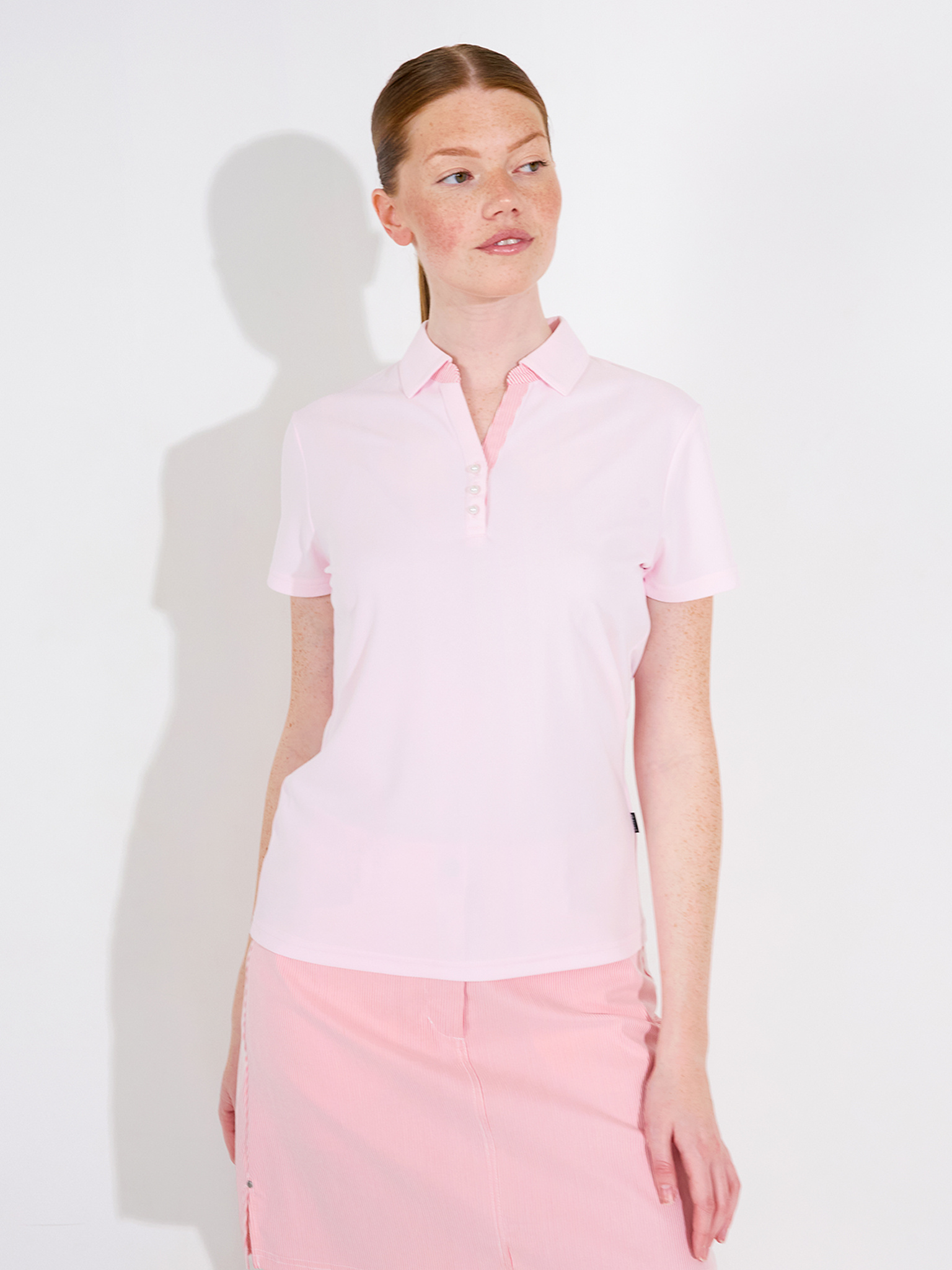 Lds Bovey drycool polo - lt.pink