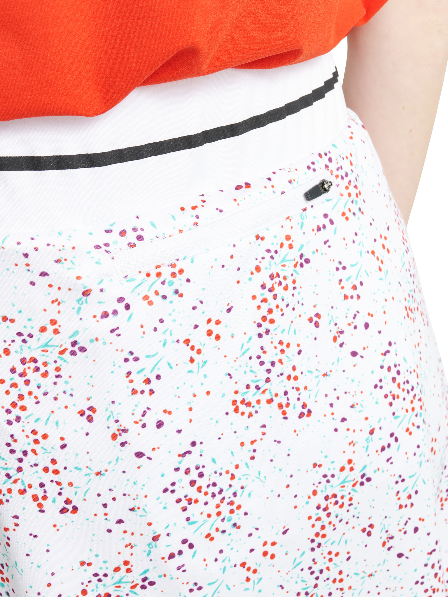 Lds Juliet skort 45cm - white floral