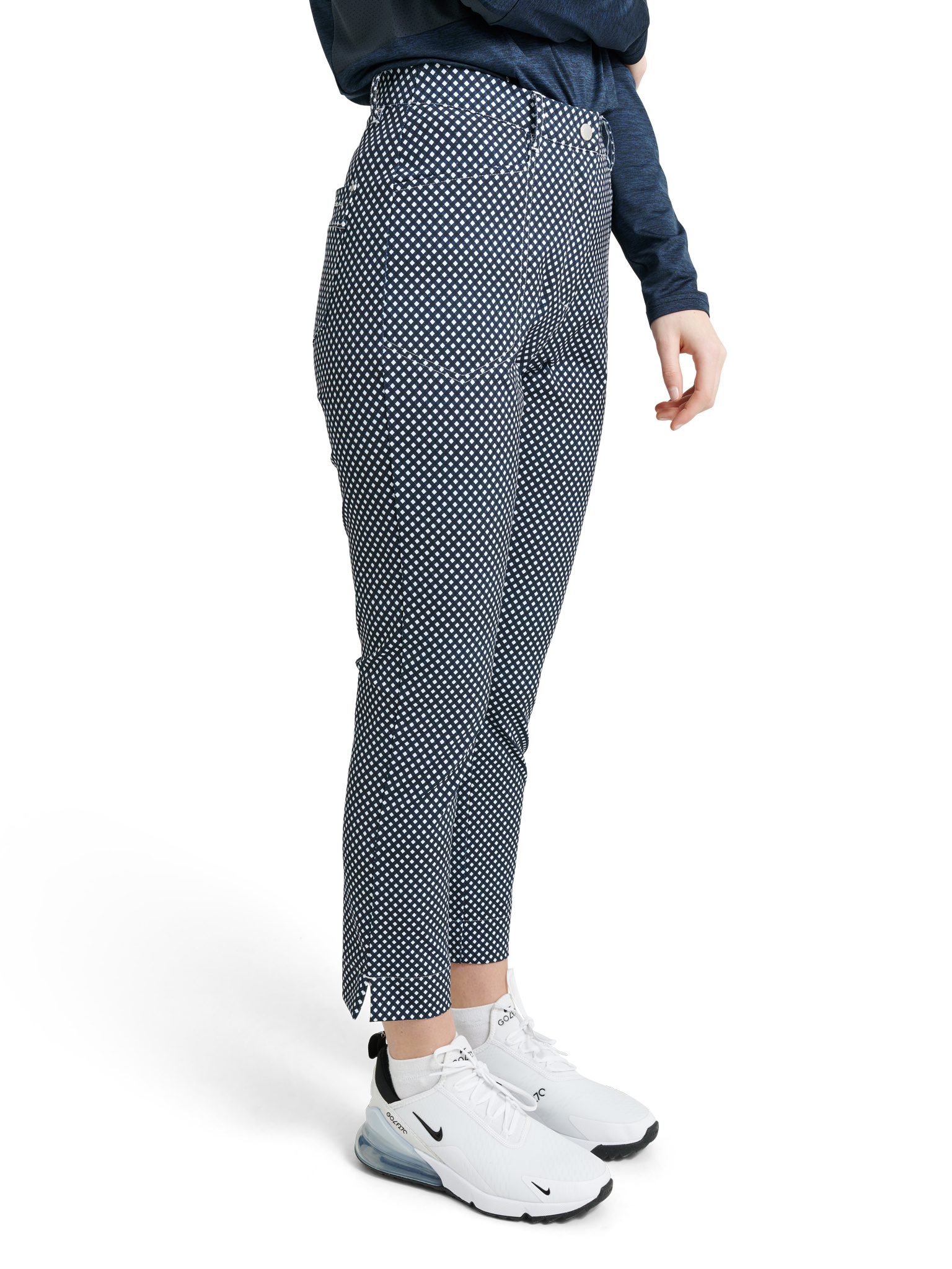 Lds Merion 7/8 trousers - navy check