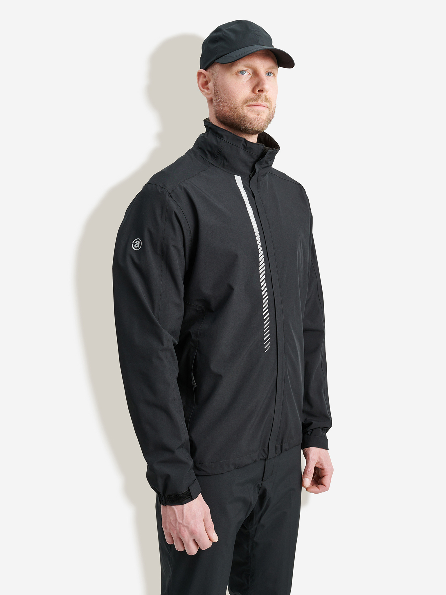 Mens Links stretch rainjacket - black