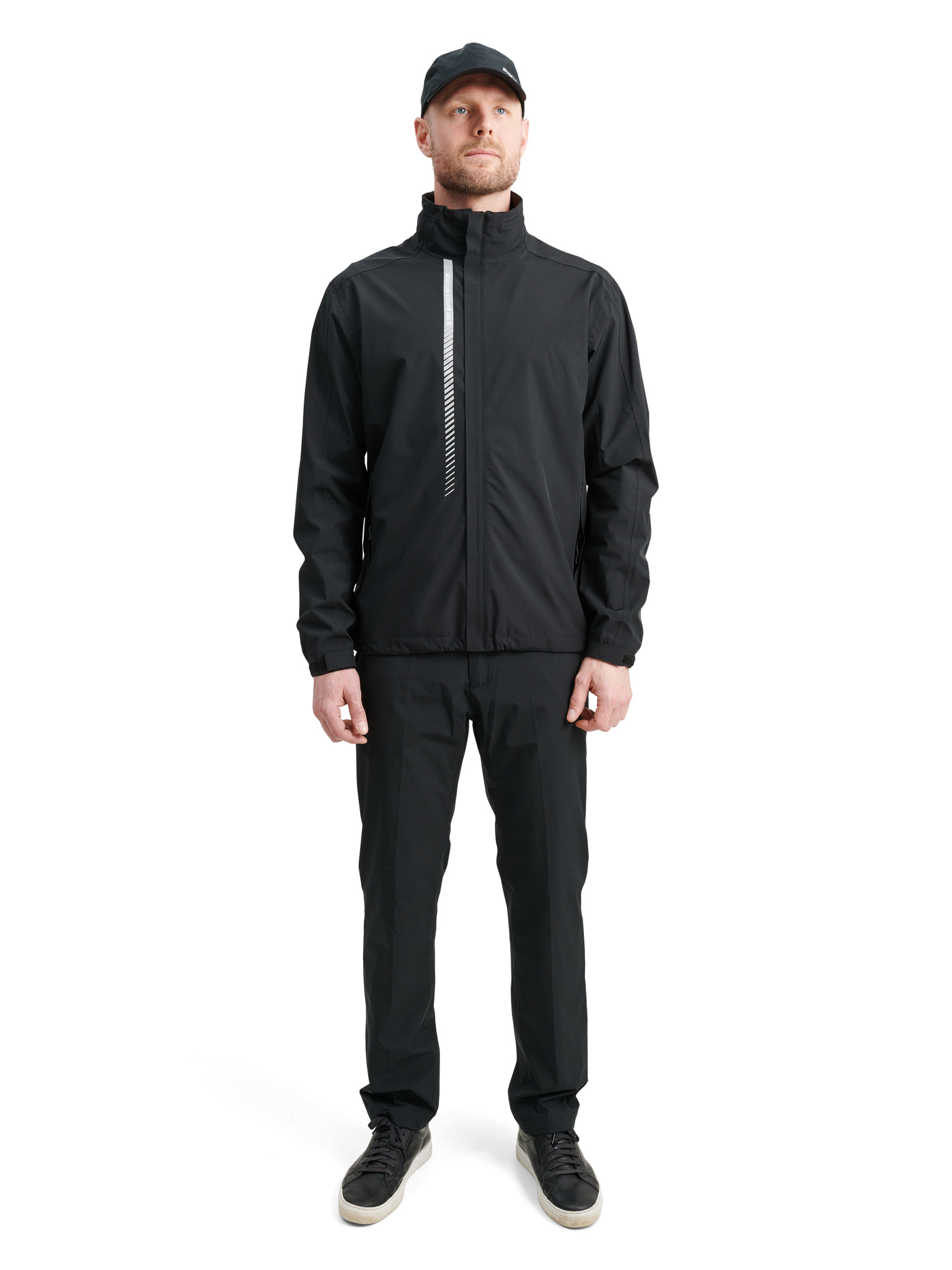 Mens Links stretch rainjacket - black