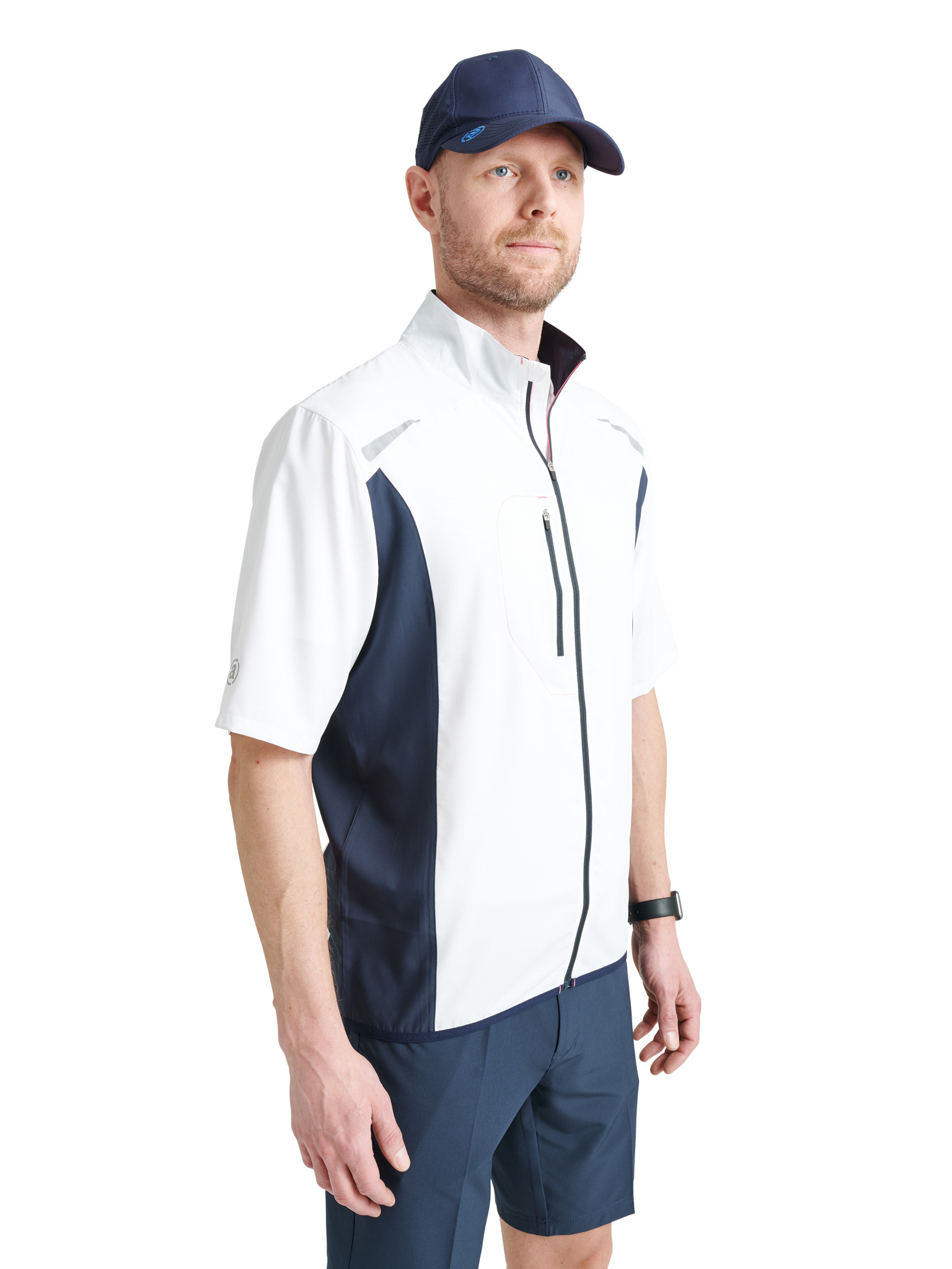 Mens Lanark stretch windshirt - white/navy