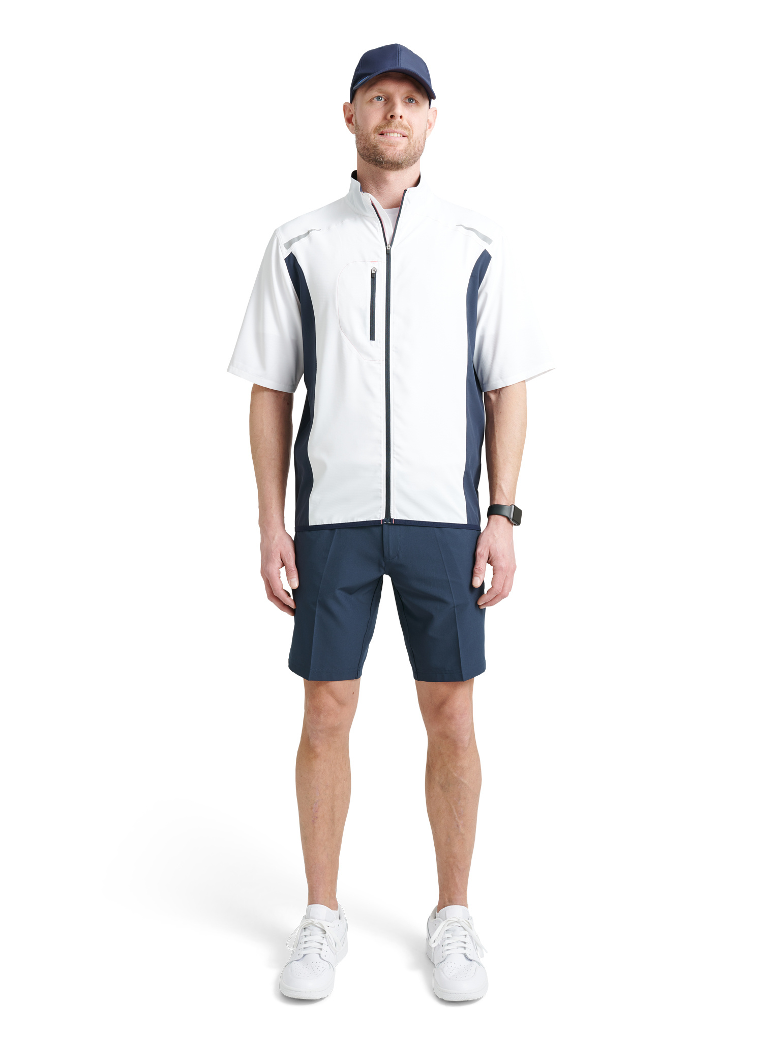 Mens Lanark stretch windshirt - white/navy