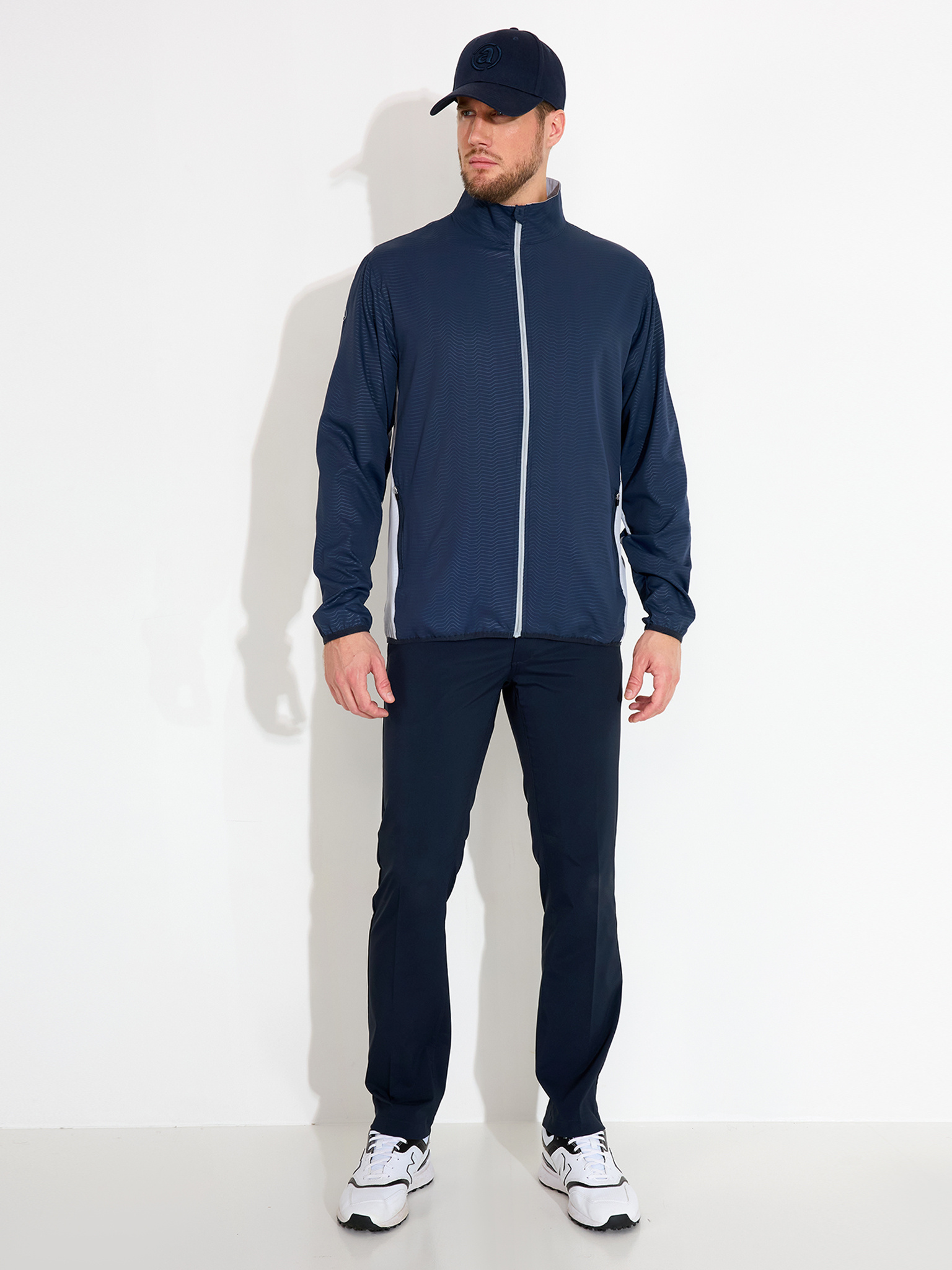 Mens Lanark classics stretch windjacket - navy/lt.grey