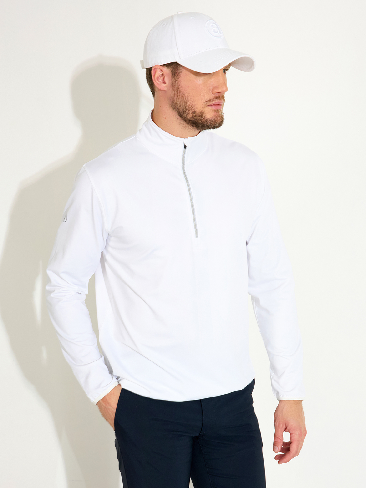Mens Cradoc halfzip fleece - white