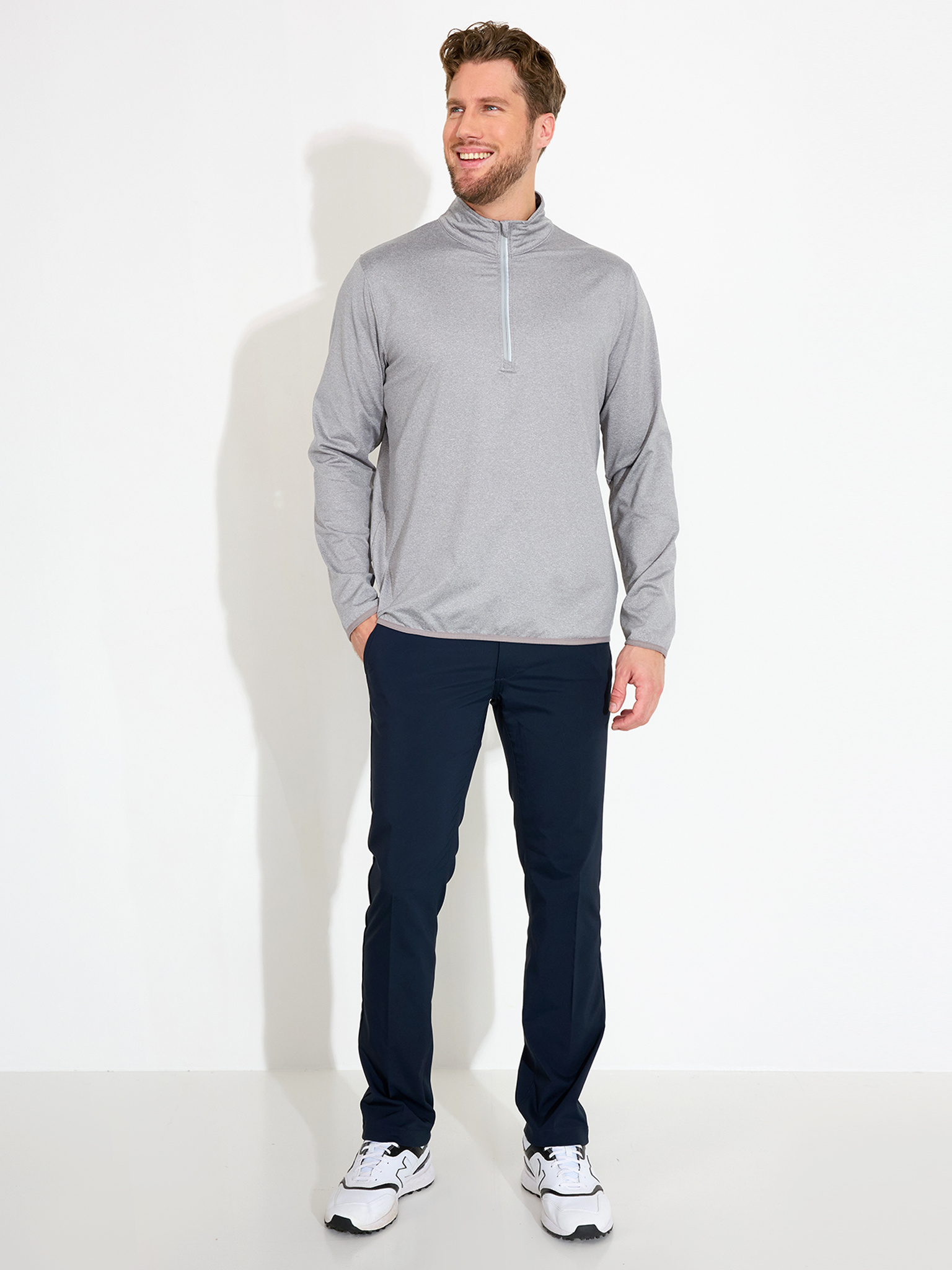 Mens Cradoc halfzip fleece - lt.greymelange