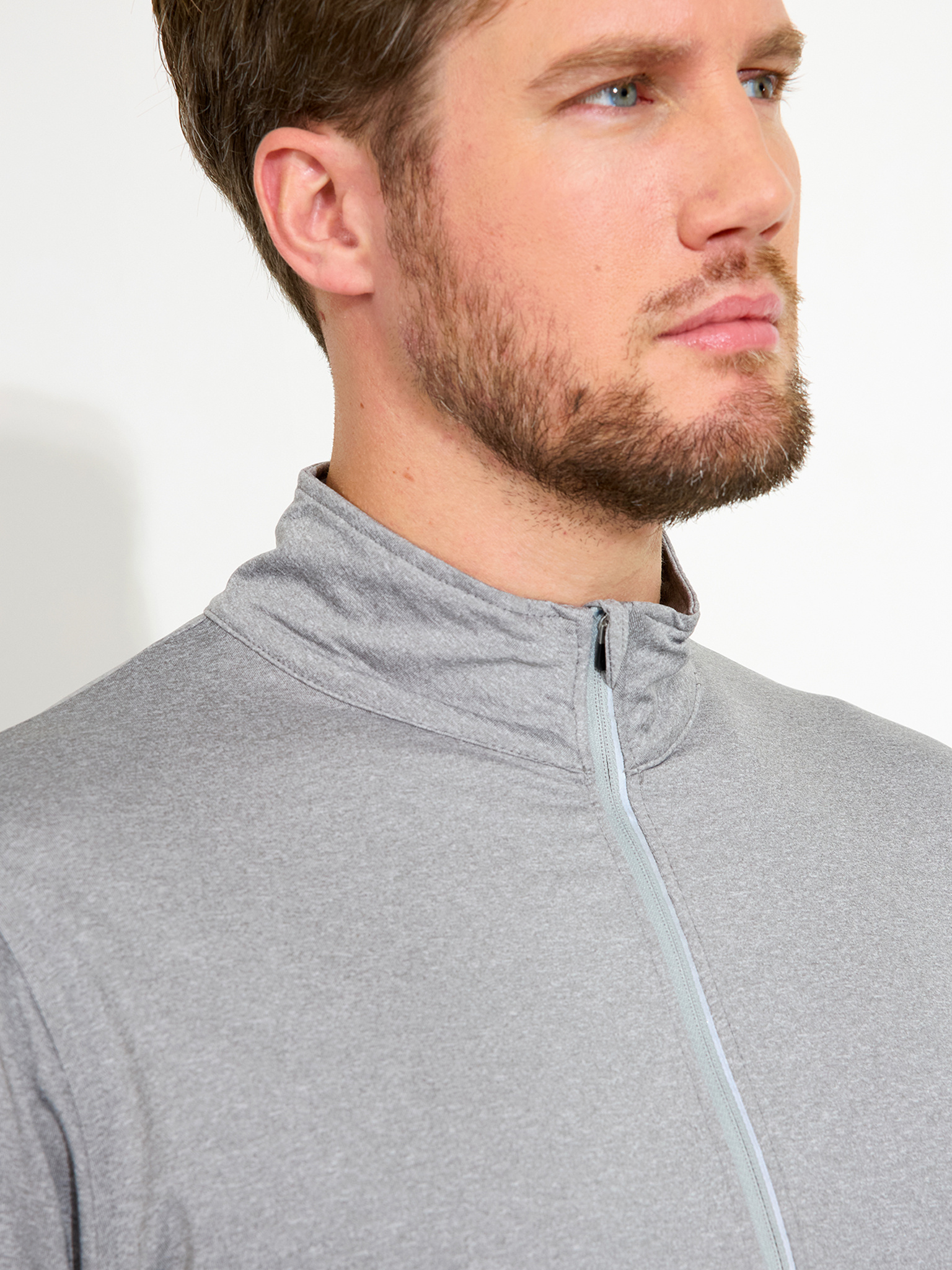 Mens Cradoc halfzip fleece - lt.greymelange