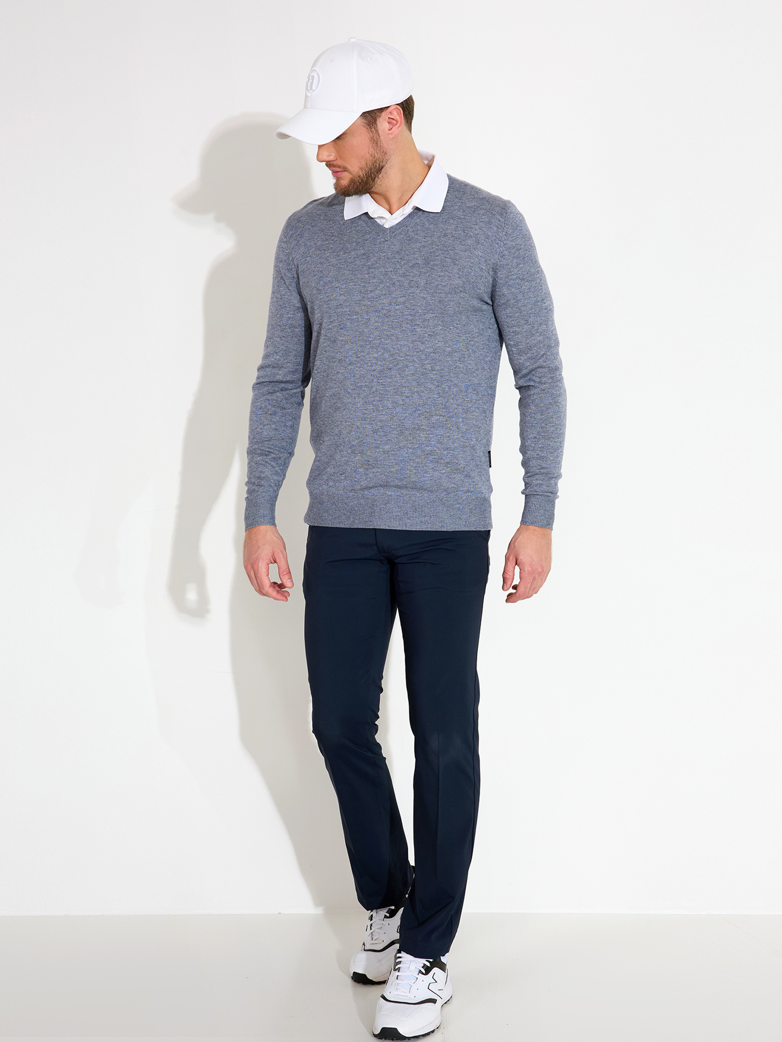 Mens Liffin V-neck pullover - greymelange